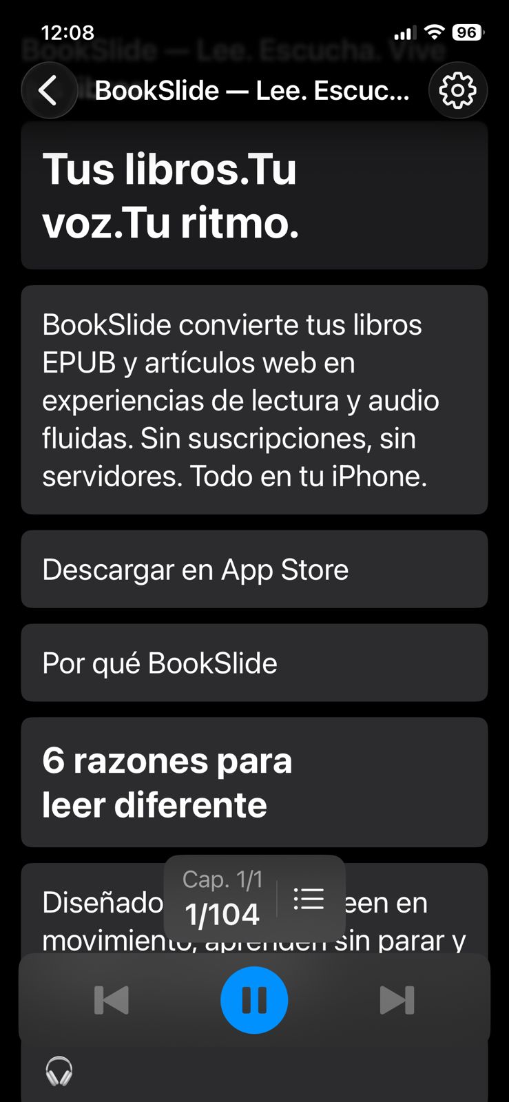 BookSlide app screenshot